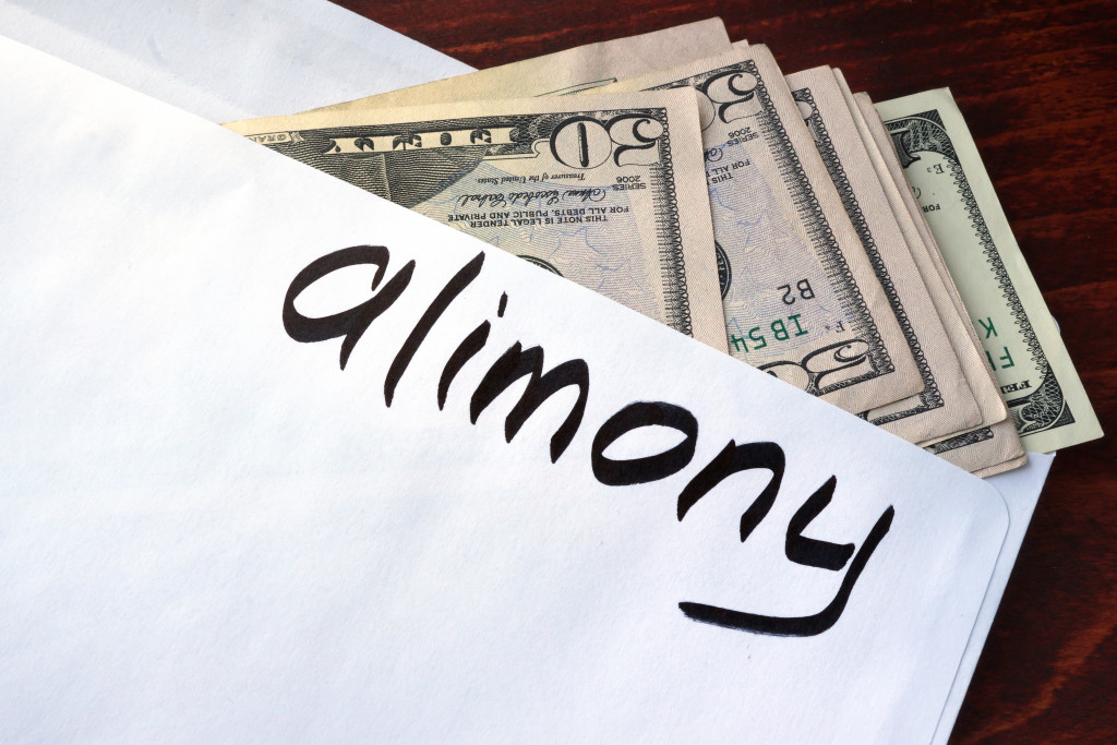 a white envelope with alimony