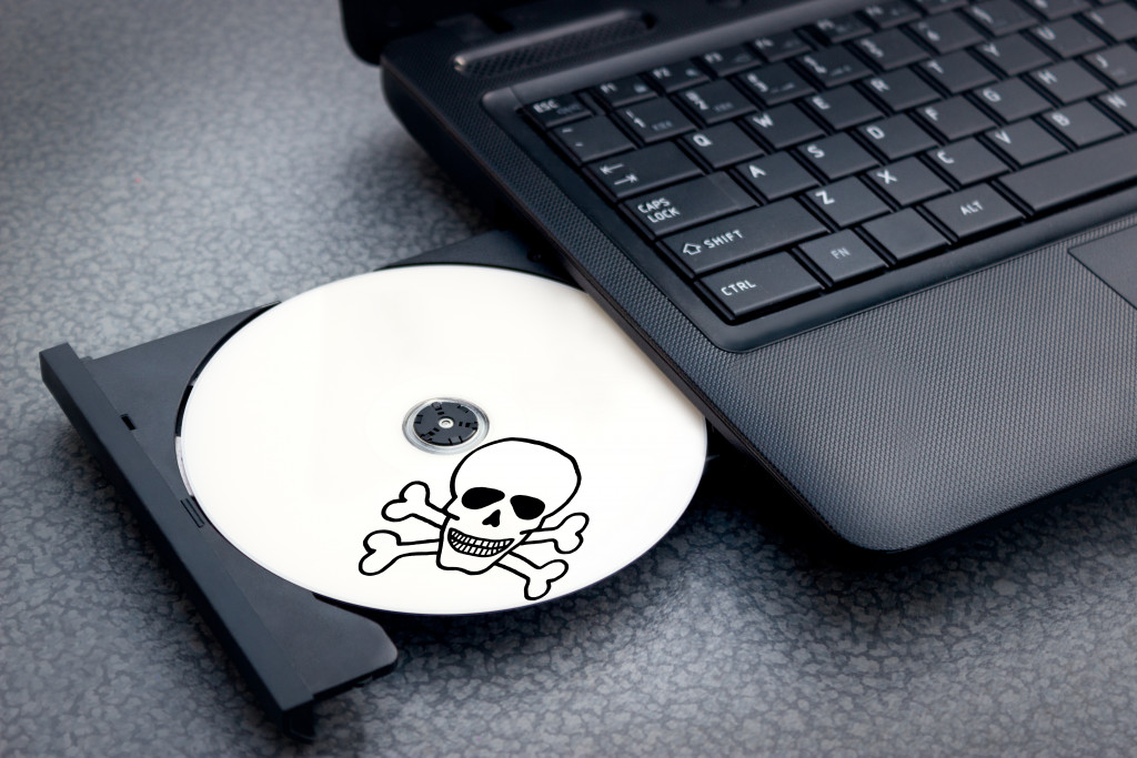pirated cd on a laptop